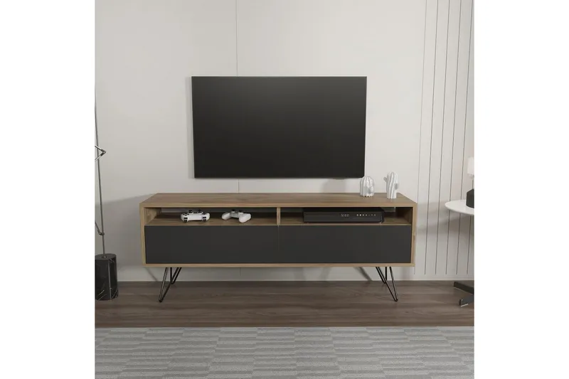 Anvor Tv-bänk 140 cm - Valnöt/Svart - Möbler - Tv möbel & mediamöbel - TV bänk & mediabänk