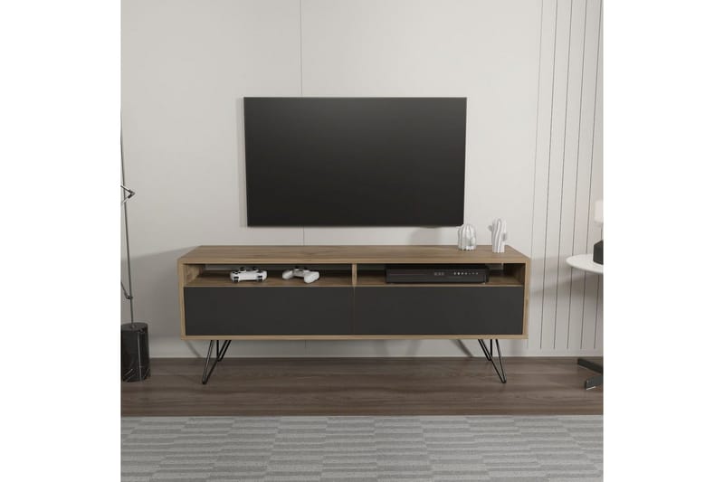 Anvor Tv-bänk 140 cm - Valnöt/Svart - Möbler - Tv möbel & mediamöbel - TV bänk & mediabänk