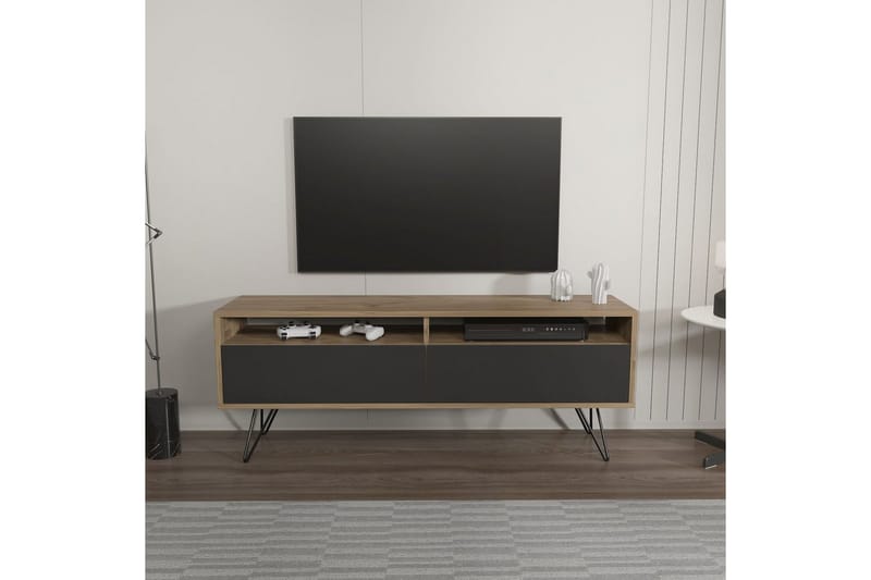 Anvor Tv-bänk 140 cm - Valnöt/Svart - Möbler - Tv möbel & mediamöbel - TV bänk & mediabänk