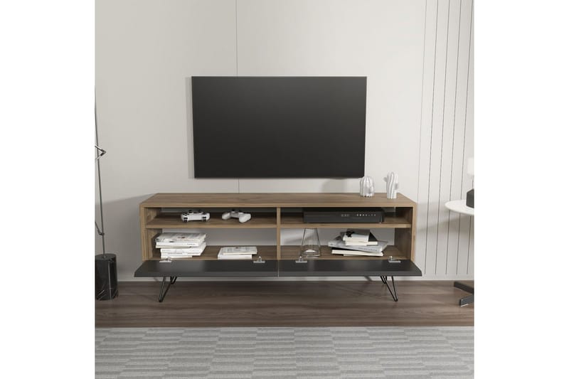 Anvor Tv-bänk 140 cm - Valnöt/Svart - Möbler - Tv möbel & mediamöbel - TV bänk & mediabänk