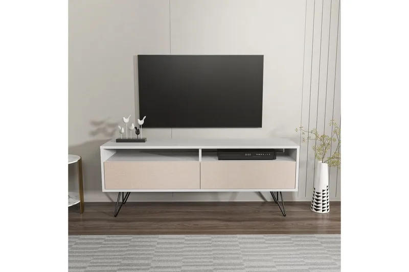 Anvor Tv-bänk 140 cm - Vit/Beige - Möbler - Tv möbel & mediamöbel - TV bänk & mediabänk
