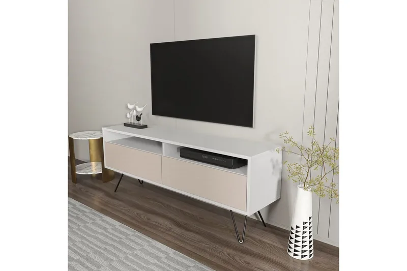 Anvor Tv-bänk 140 cm - Vit/Beige - Möbler - Tv möbel & mediamöbel - TV bänk & mediabänk