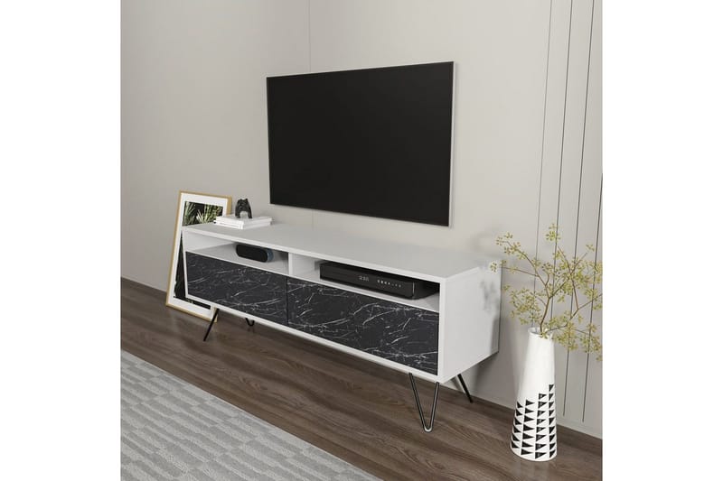 Anvor Tv-bänk 140 cm - Vit/Svart - Möbler - Tv möbel & mediamöbel - TV bänk & mediabänk