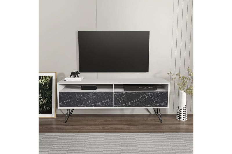 Anvor Tv-bänk 140 cm - Vit/Svart - Möbler - Tv möbel & mediamöbel - TV bänk & mediabänk