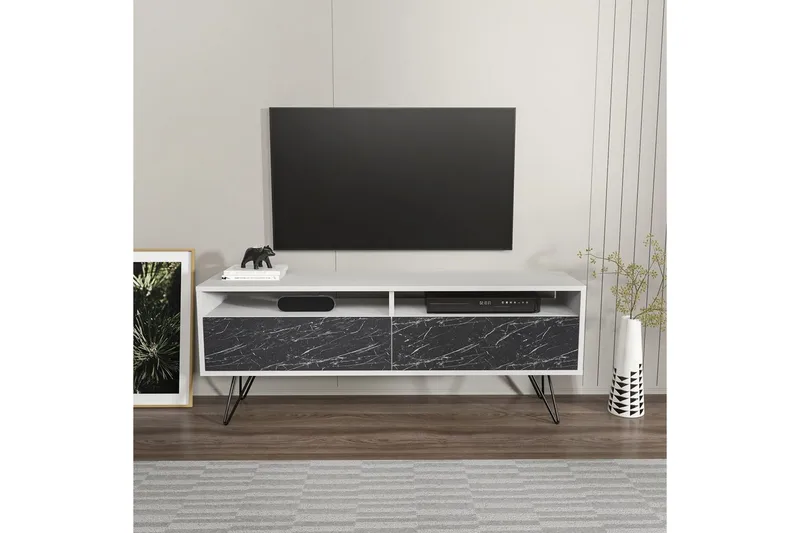 Anvor Tv-bänk 140 cm - Vit/Svart - Möbler - Tv möbel & mediamöbel - TV bänk & mediabänk