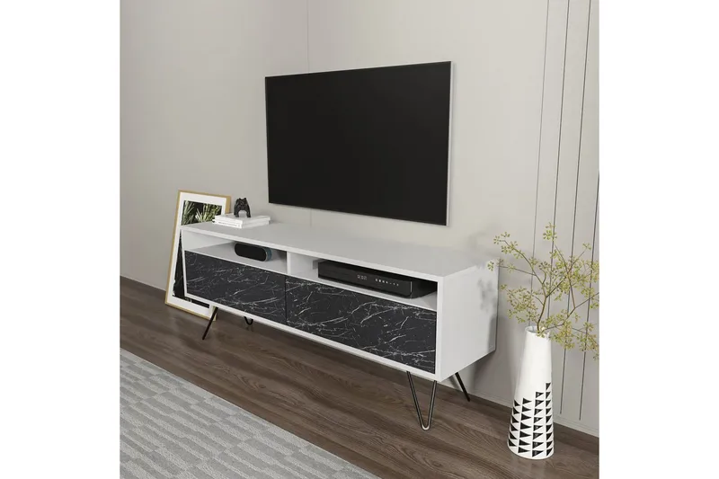 Anvor Tv-bänk 140 cm - Vit/Svart - Möbler - Tv möbel & mediamöbel - TV bänk & mediabänk