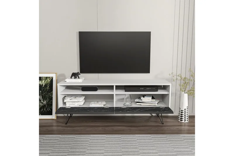 Anvor Tv-bänk 140 cm - Vit/Svart - Möbler - Tv möbel & mediamöbel - TV bänk & mediabänk