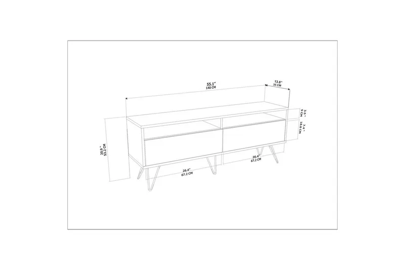 Anvor Tv-bänk 140 cm - Vit/Svart - Möbler - Tv möbel & mediamöbel - TV bänk & mediabänk
