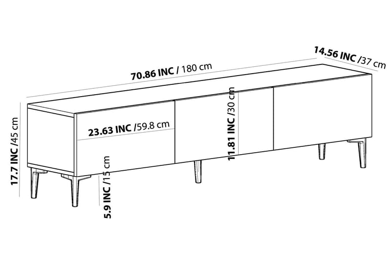 Artemis Tv-bänk 180x37 cm Brun/Svart - Hanah Home - Möbler - Tv möbel & mediamöbel - TV bänk & mediabänk