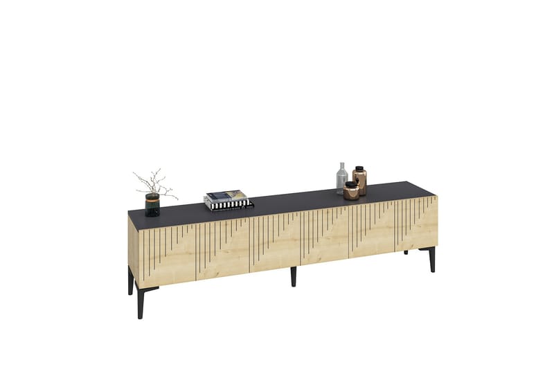 Artemis Tv-bänk 180x37 cm Brun/Svart - Hanah Home - Möbler - Tv möbel & mediamöbel - TV bänk & mediabänk