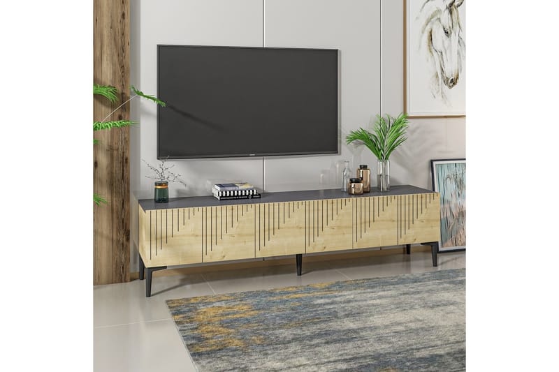 Artemis Tv-bänk 180x37 cm Brun/Svart - Hanah Home - Möbler - Tv möbel & mediamöbel - TV bänk & mediabänk