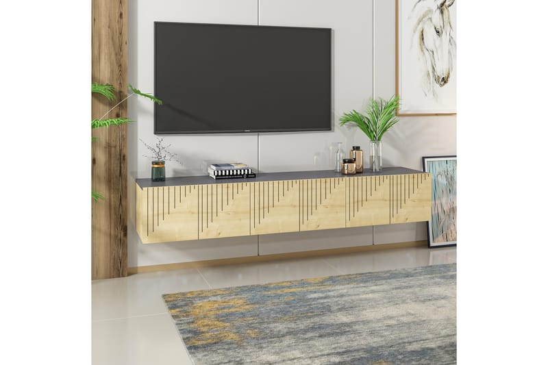 Artemis Tv-bänk 180x37 cm Brun/Svart - Hanah Home - Möbler - Tv möbel & mediamöbel - TV bänk & mediabänk