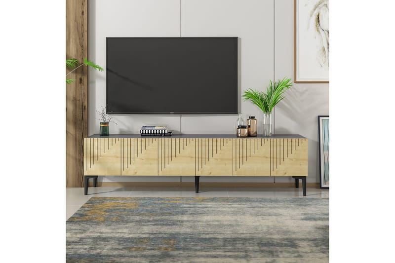 Artemis Tv-bänk 180x37 cm Brun/Svart - Hanah Home - Möbler - Tv möbel & mediamöbel - TV bänk & mediabänk