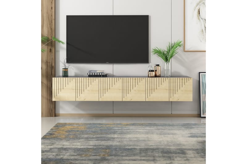Artemis Tv-bänk 180x37 cm Brun/Svart - Hanah Home - Möbler - Tv möbel & mediamöbel - TV bänk & mediabänk
