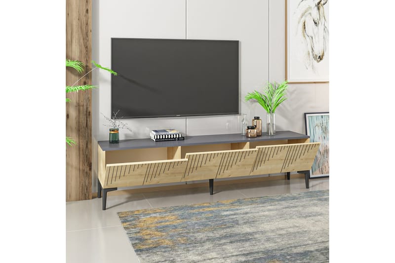 Artemis Tv-bänk 180x37 cm Brun/Svart - Hanah Home - Möbler - Tv möbel & mediamöbel - TV bänk & mediabänk