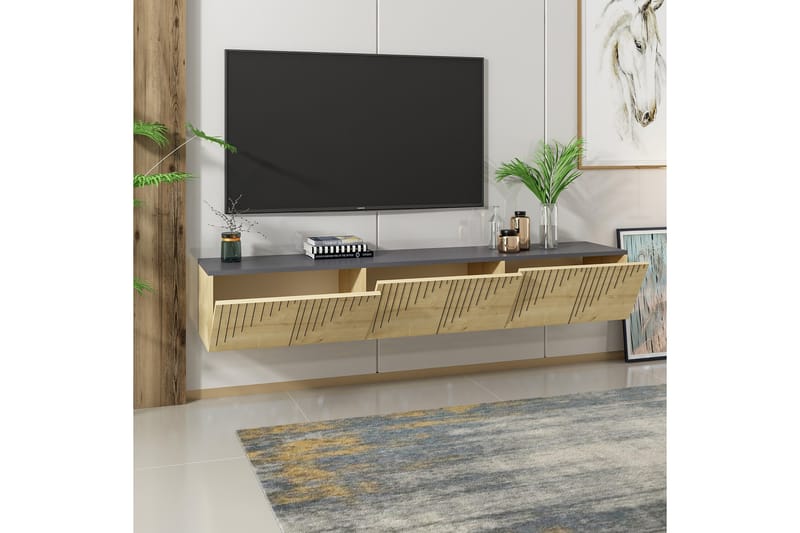 Artemis Tv-bänk 180x37 cm Brun/Svart - Hanah Home - Möbler - Tv möbel & mediamöbel - TV bänk & mediabänk