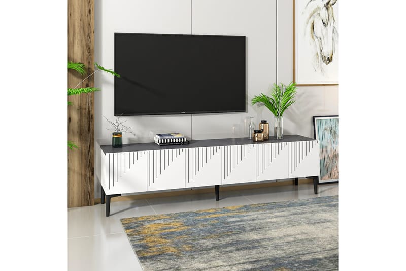 Artemis Tv-bänk 180x37 cm Vit/Svart - Hanah Home - Möbler - Tv möbel & mediamöbel - TV bänk & mediabänk