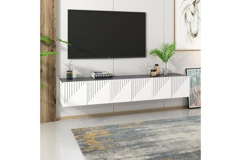 Artemis Tv-bänk 180x37 cm Vit/Svart - Hanah Home - Möbler - Tv möbel & mediamöbel - TV bänk & mediabänk