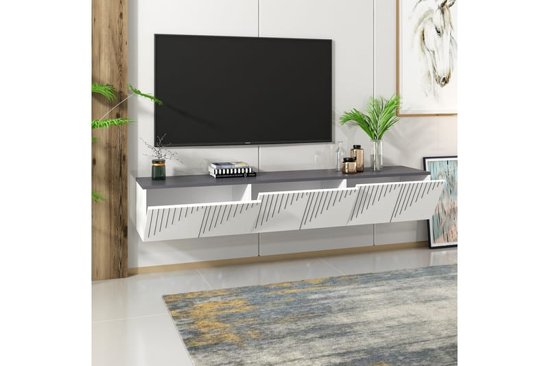 Artemis Tv-bänk 180x37 cm Vit/Svart - Hanah Home - Möbler - Tv möbel & mediamöbel - TV bänk & mediabänk