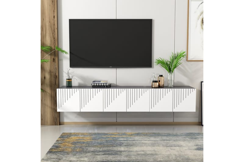 Artemis Tv-bänk 180x37 cm Vit/Svart - Hanah Home - Möbler - Tv möbel & mediamöbel - TV bänk & mediabänk