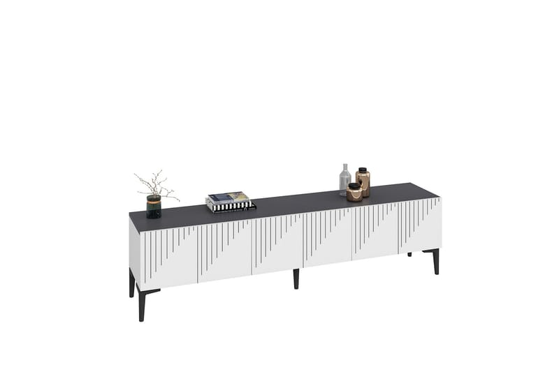 Artemis Tv-bänk 180x37 cm Vit/Svart - Hanah Home - Möbler - Tv möbel & mediamöbel - TV bänk & mediabänk