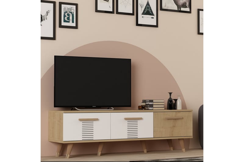 Asimo Tv-bänk 150x35 cm Brun/Vit - Hanah Home - Möbler - Tv möbel & mediamöbel - TV bänk & mediabänk