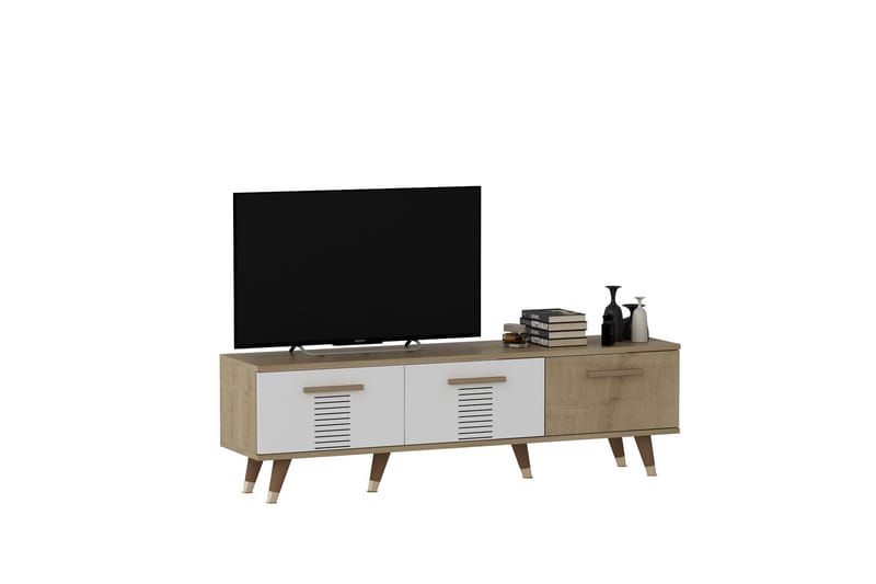 Asimo Tv-bänk 150x35 cm Brun/Vit - Hanah Home - Möbler - Tv möbel & mediamöbel - TV bänk & mediabänk