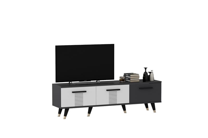 Asimo Tv-bänk 150x35 cm Svart/Vit - Hanah Home - Möbler - Tv möbel & mediamöbel - TV bänk & mediabänk