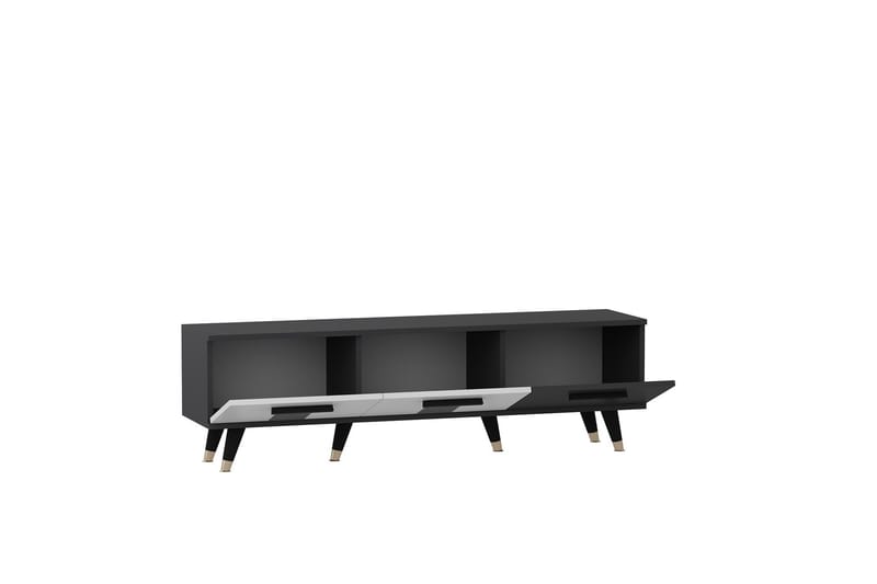 Asimo Tv-bänk 150x35 cm Svart/Vit - Hanah Home - Möbler - Tv möbel & mediamöbel - TV bänk & mediabänk