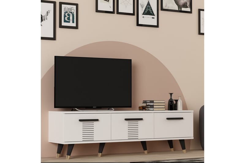 Asimo Tv-bänk 150x35 cm Vit - Hanah Home - TV bänk & mediabänk