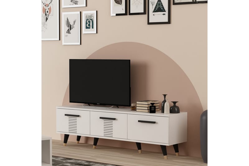 Asimo Tv-bänk 150x35 cm Vit - Hanah Home - Möbler - Tv möbel & mediamöbel - TV bänk & mediabänk