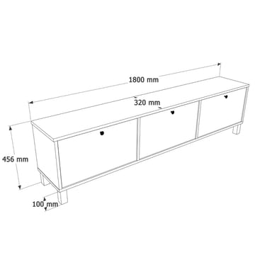 Avero TV-bänk 180x45,6x32 cm - Vitt och ek - Möbler - Tv möbel & mediamöbel - TV bänk & mediabänk