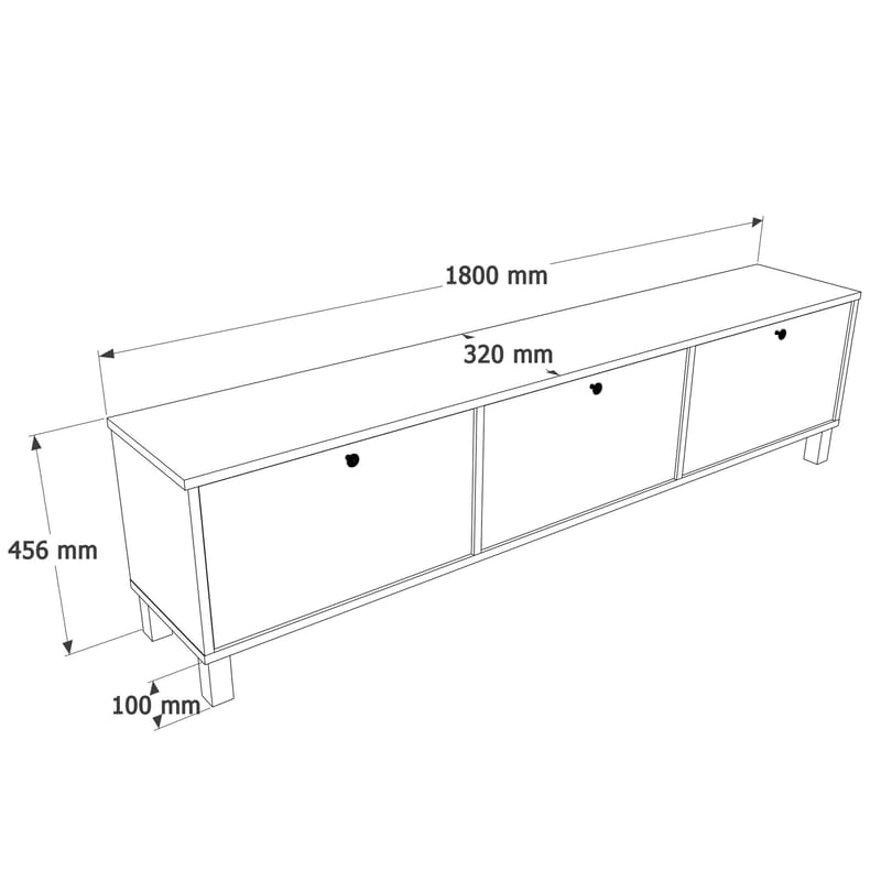Avero TV-bänk 180x45,6x32 cm - Vitt och ek - Möbler - Tv möbel & mediamöbel - TV bänk & mediabänk