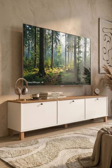 Avero TV-bänk 180x45,6x32 cm - Vitt och ek - Möbler - Tv möbel & mediamöbel - TV bänk & mediabänk