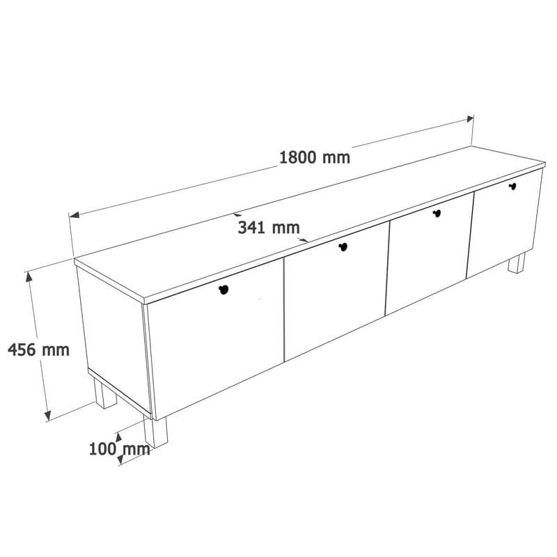 Avero TV-bänk 180x45,6x34,1 cm - Vit och ek - Möbler - Tv möbel & mediamöbel - TV bänk & mediabänk