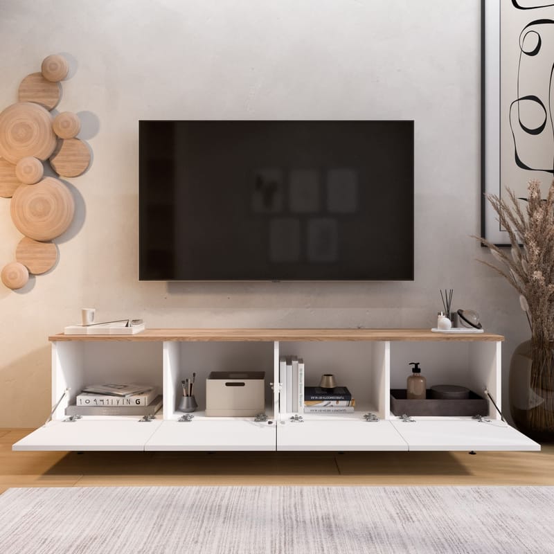 Avero TV-bänk 180x45,6x34,1 cm - Vit och ek - Möbler - Tv möbel & mediamöbel - TV bänk & mediabänk