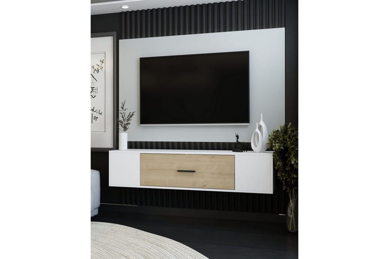 Avryn Tv-bänk 150 cm - Vit/Ek - Möbler - Tv möbel & mediamöbel - TV bänk & mediabänk