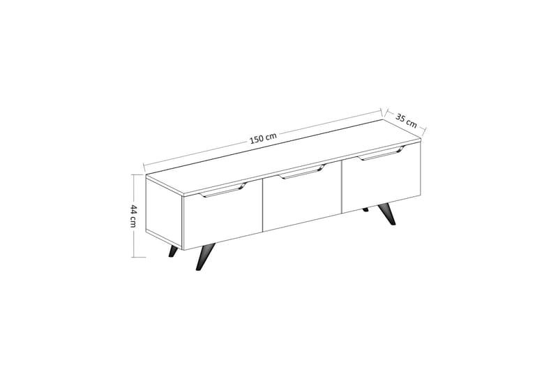 Babice Tv-bänk 150x35 cm Vit/Brun - Hanah Home - Möbler - Tv möbel & mediamöbel - TV bänk & mediabänk