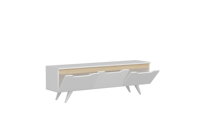 Babice Tv-bänk 150x35 cm Vit/Brun - Hanah Home - Möbler - Tv möbel & mediamöbel - TV bänk & mediabänk