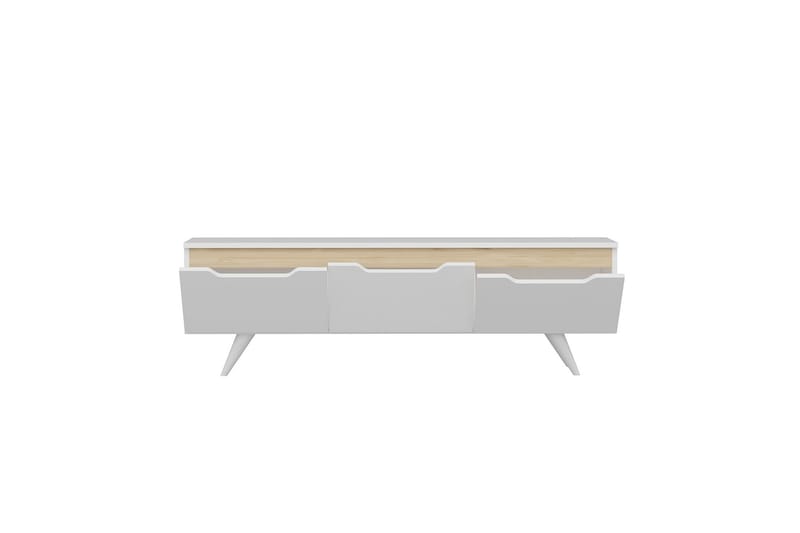 Babice Tv-bänk 150x35 cm Vit/Brun - Hanah Home - Möbler - Tv möbel & mediamöbel - TV bänk & mediabänk