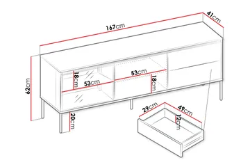 Basici Golvstående TV Bänk 167 cm med Förvaring i Mörkt Trä - Brun - Möbler - Tv möbel & mediamöbel - TV bänk & mediabänk