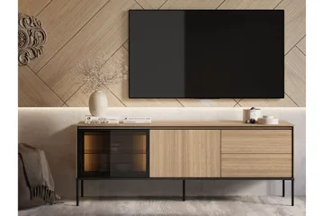 Basici Golvstående TV Bänk 167 cm med Förvaring i Mörkt Trä - Brun - Möbler - Tv möbel & mediamöbel - TV bänk & mediabänk