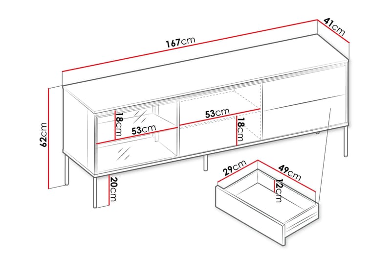 Basici Tv-bänk 167x41 cm - Brun - Möbler - Tv möbel & mediamöbel - TV bänk & mediabänk