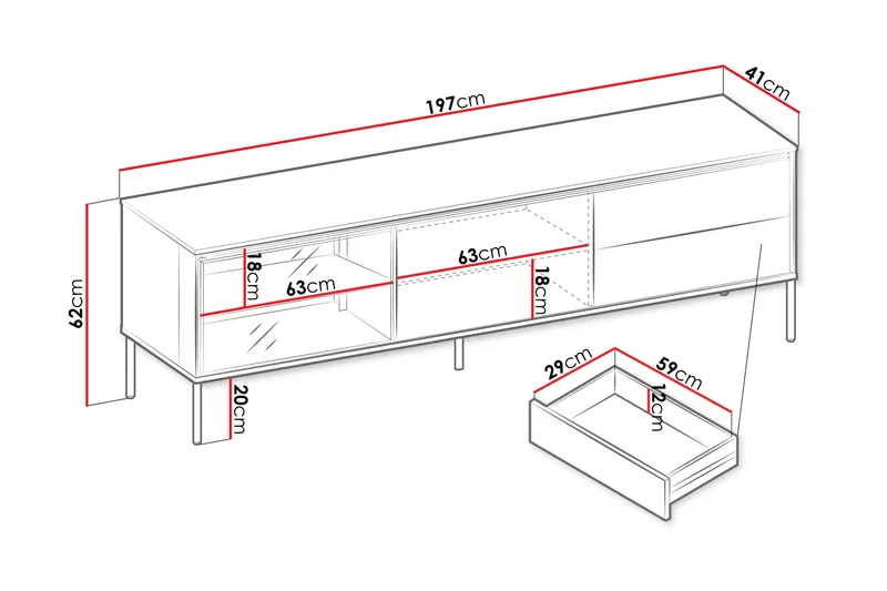 Basici Tv-bänk 197x41 cm - Grå/Grön - Möbler - Tv möbel & mediamöbel - TV bänk & mediabänk
