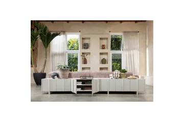 Basu Golvstående Tv Bänk 152 cm med Förvaring i Ljust Trä - Beige - Möbler - Tv möbel & mediamöbel - TV bänk & mediabänk