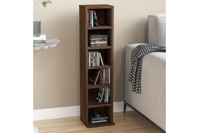 beBasic CD-hylla brun ek 21x20x88 cm konstruerat trä - Brown - Möbler - Tv möbel & mediamöbel - CD-hylla & DVD-hylla