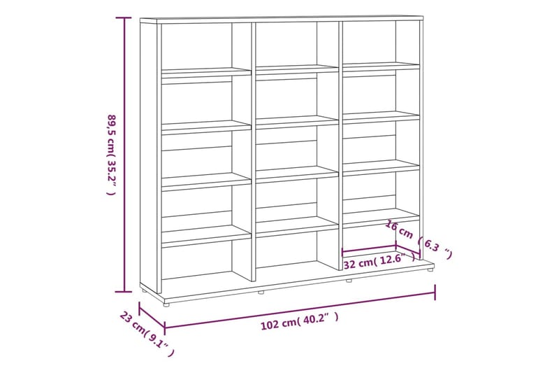 beBasic CD-hylla grå djävulen 102x23x89,5 cm konstruerat trä - Grey - Möbler - Tv möbel & mediamöbel - CD-hylla & DVD-hylla