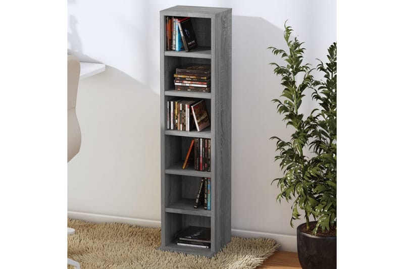 beBasic CD-hylla grå sonoma 21x20x88 cm konstruerat trä - Grey - Möbler - Tv möbel & mediamöbel - CD-hylla & DVD-hylla