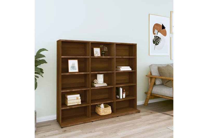 beBasic CD-hylla rökfärgad Brun ek 102x23x89,5 cm konstruerat trä - Brown - Möbler - Tv möbel & mediamöbel - CD-hylla & DVD-hylla