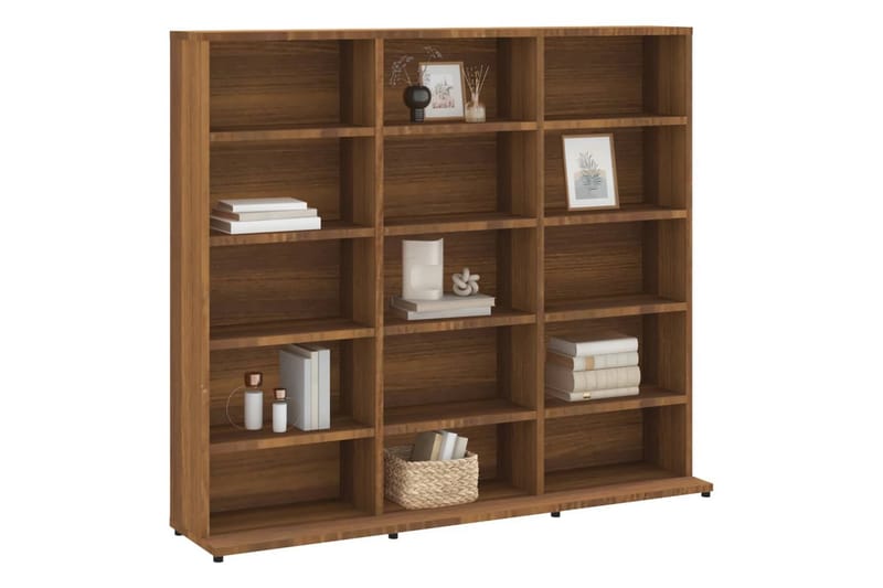 beBasic CD-hylla rökfärgad Brun ek 102x23x89,5 cm konstruerat trä - Brown - Möbler - Tv möbel & mediamöbel - CD-hylla & DVD-hylla